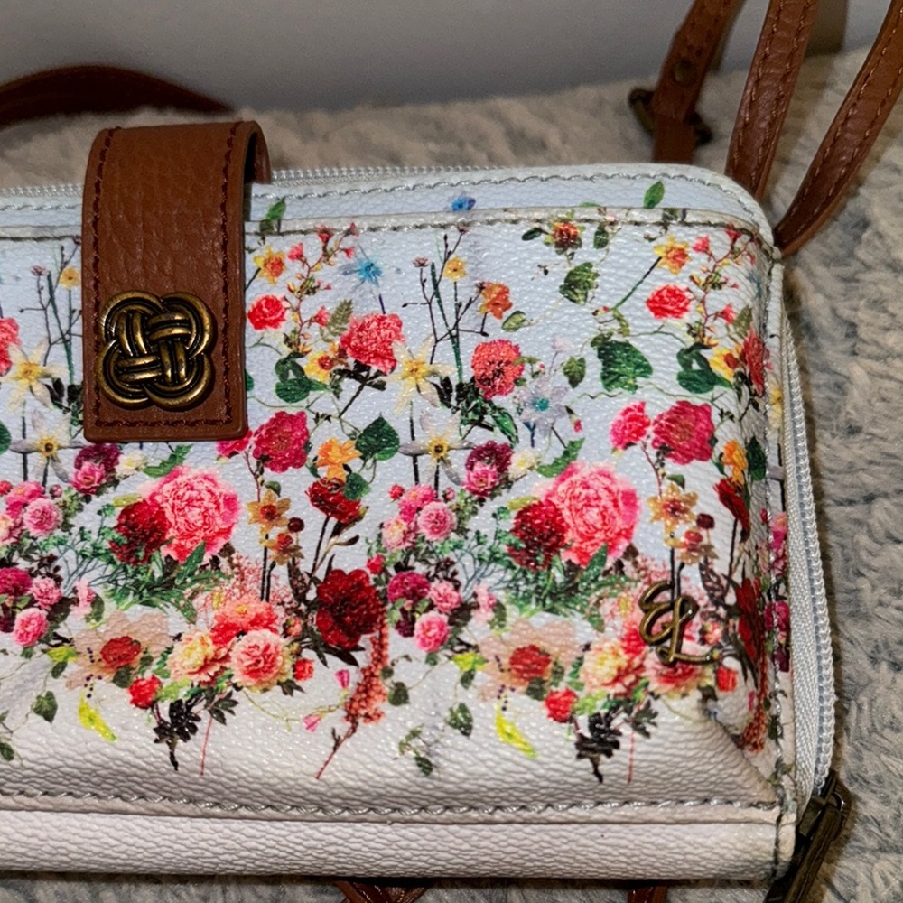 Floral Crossbody Bag with Brown Accents - Picture 2 of 5
